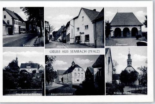 Sembach Kaiserstrasse Marktstrasse Kirche Pfarrhaus Bürgermeisteramt Kriegerdenkmal