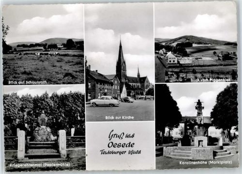 49124 W4504 Oesede - Kriegerdenkmal Kirche Marktplatz Karolinenhöhe Brunnen