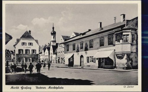 Grafing Unterer MarktplatzGasthaus Kirche Geschäft