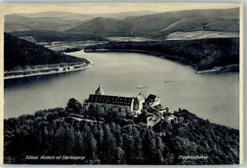 Waldeck Fliegeraufnahme Schloss Waldeck Edertalsperre