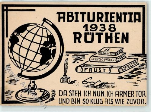 59602 W4784 Rüthen Künstlerkarte Abiturientia 1938