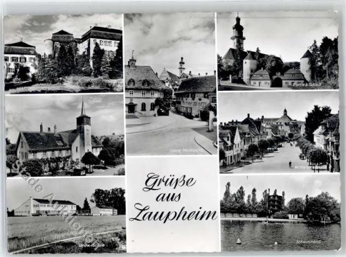 88471 W7958 Laupheim - Schloss Marktplatz Ev. Kirche Schwimmbad Mittelstraße