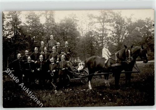 Pferd Kind Feuerwehr Foto AK