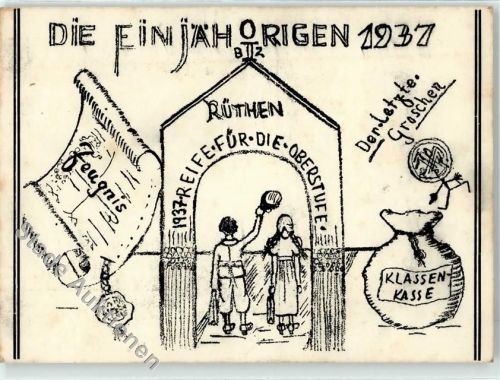 59602 W4784 Rüthen Künstlerkarte Die Einjährigen 1937 Zeugnis Oberstufe