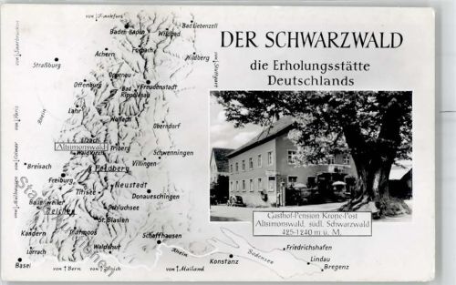 79263 W7809 Altsimonswald 1955 Lithographie Gasse Pension Krone-Post Landkarte