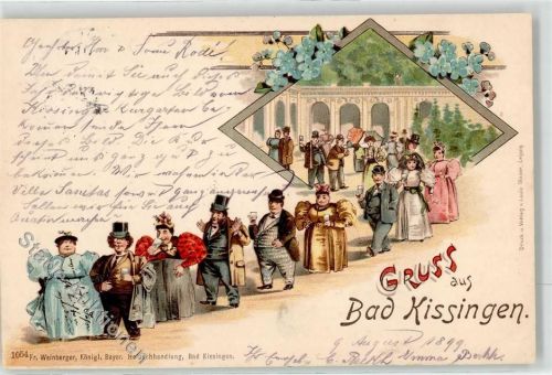 W8730 Bad Kissingen Kur 1899 Lithographie