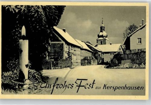 36272 W6434 Kerspenhausen , Kr Hersfeld Winter Blick zur Kirche