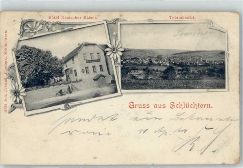 Schlüchtern 1901 Hotel Deutscher Kaiser Bahnpost