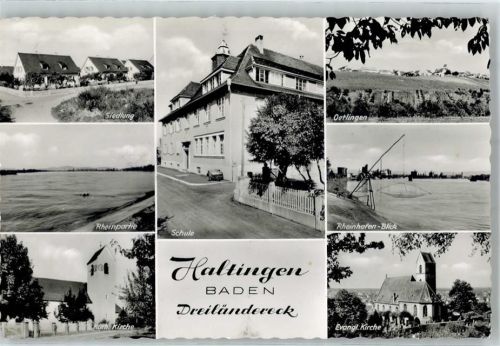 79576 W7858 Haltingen - Siedlung Rheinpartie Kath. Kirche Rheinhafen Schule