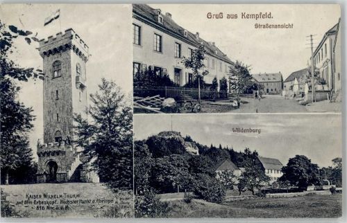 Kempfeld Kaiser-Wilhelm-Turm auf dem Erbeskopf Straßenansicht Wildenburg