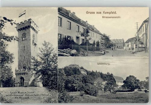Kempfeld Kaiser-Wilhelm-Turm auf dem Erbeskopf Straßenansicht Wildenburg