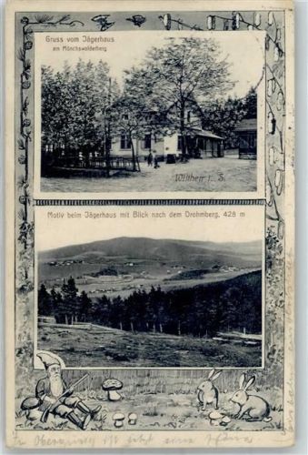 02681 O8609 Wilthen 1914 - Gasthaus Jägerhaus am Mönchswalderberg Blick nach Drohmberg