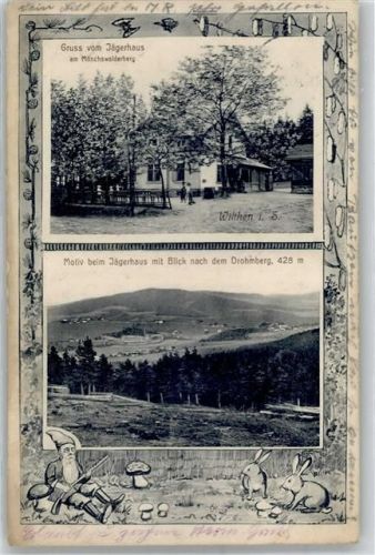 02681 O8609 Wilthen 1914 - Gasthaus Jägerhaus am Mönchswalderberg Blick nach Drohmberg