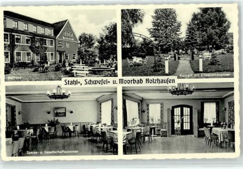 Holzhausen Kurhaus Bringewatt Kurpark mit Elisabethbrunnen Speise und Gesellschaftszimmer