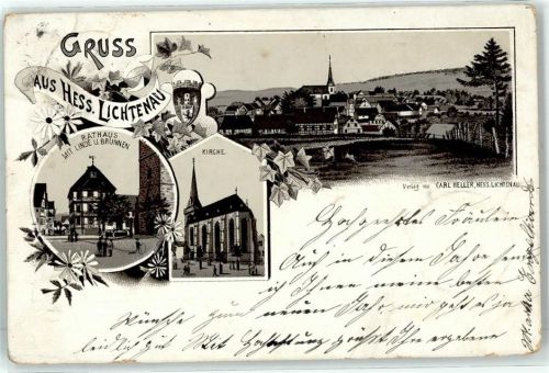 Hessisch Lichtenau 1895 Verlag Carl Heller Rathaus Linde Brunnen Kirche