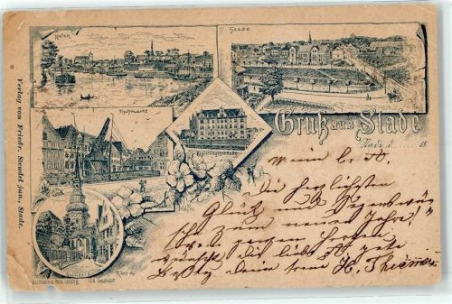 Stade 1903 Hafen Fischmarkt Gosmans Kirche
