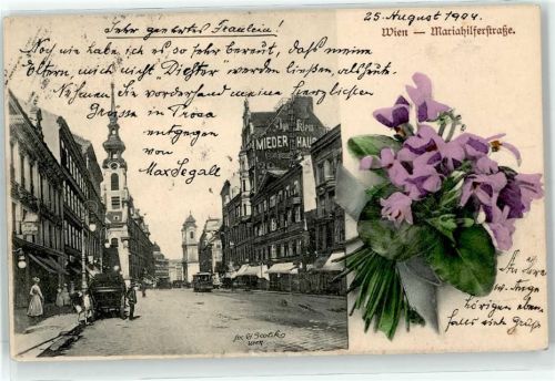 Wien Mariahilferstraße Miederhaus Handlung Kirche Straßenbahn Ign.Klein