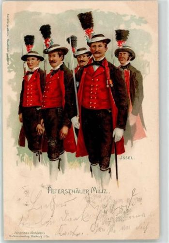 Petersthäler Miliz Issel 1901 Künstlerkarte