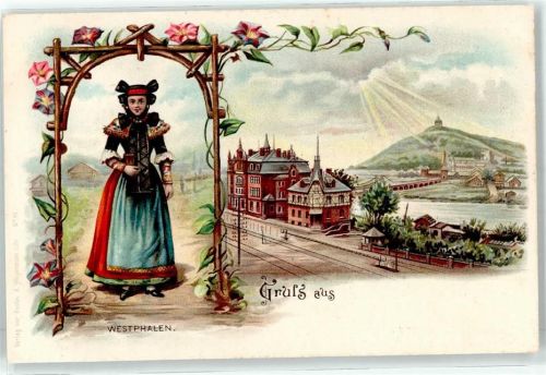 Lithographie Tracht Westphalen