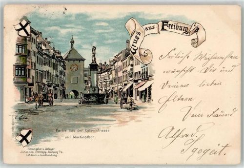 W7800 Freiburg im Breisgau Martinstor Liebich C. 1898 Künstlerkarte