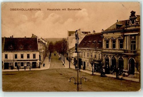Hollabrunn 1913 Hauptplatz Bahnstraße Buchdruckerei Handlung Jordan Südfrüchte