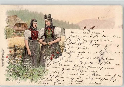 St. Georgen Tracht Issel Künstlerkarte