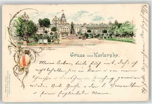 W7500 Karlsruhe , Baden Schloss Liebich C. 1900 Künstlerkarte