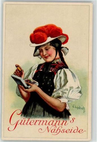Schwarzwälder Tracht Werbung Gütermann Nähseide Liebich C. Künstlerkarte