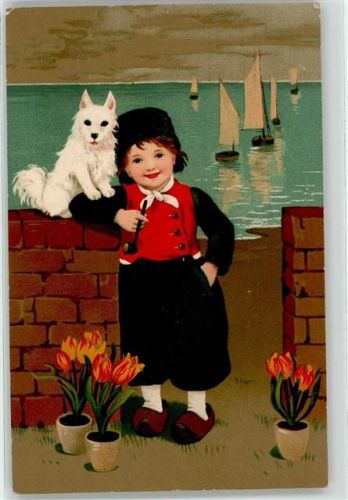 Kind Tracht Hund Meissner u. Buch Baumgarten, Fritz Künstlerkarte