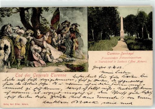 77880 W7591 Sasbach b Achern, Baden 1902 - Tod General Turenne Denkmal