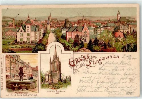 Bad Langensalza 1900 Marktstrasse Brunnen Hanover Denkmal