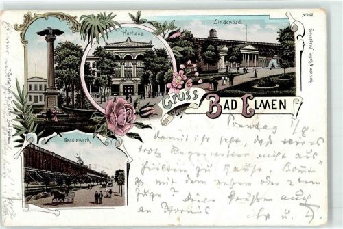 Bad Salzelmen 1897 Kriegerdenkmal Kurhaus Lindenbad Gradierwerk