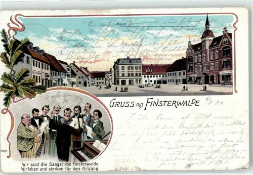 03238 O7980 Finsterwalde Lithographie / Künstlerkarte 1901 Sänger von Finsterwalde Markt