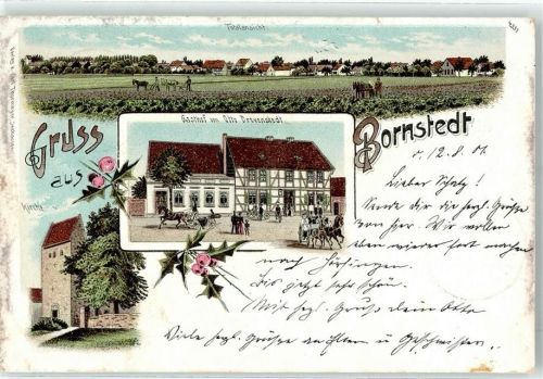 Bornstedt 1901 Gasthaus von Otto Drevenstedt Kirche