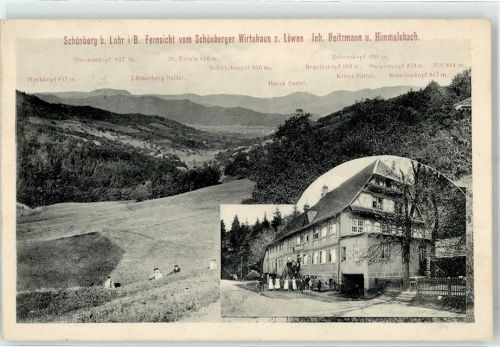 Schönberg 1912 Blick vom Gasthaus Zum Löwen Heitzmann Himmelsbach Töschenkopf Reiterskopf Brandenkopf St.Ursula