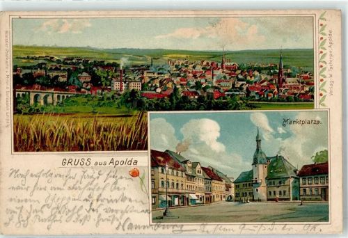 Apolda 1900 Marktplatz Bahnpost