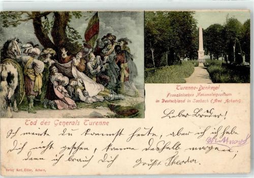 77880 W7591 Sasbach b Achern, Baden 1901 - Tod General Turenne Denkmal