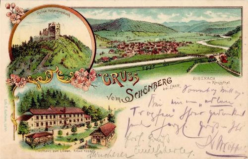 Biberach 1902 Gasthaus Zum Löwen Ruine Hohengeroldseck Schönberg