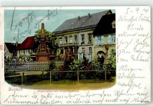 76131 W7500 Durlach 1900 - Blumenplatz Hengstdenkmal