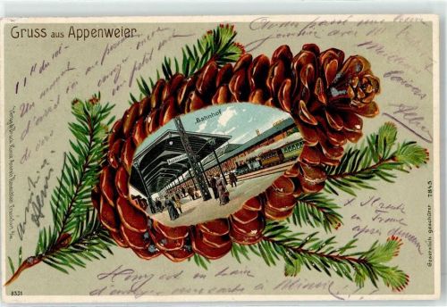 77767 W7604 Appenweier 1904 Prägedruck Bahnhof