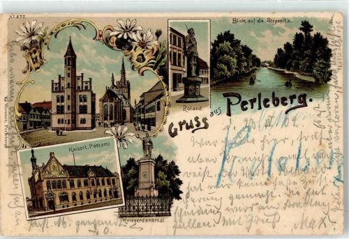 Perleberg 1902 Postamt Roland Stepenitz Rathaus Kirche Kriegerdenkmal