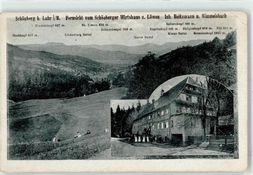 Schönberg Blick vom Gasthaus Zum Löwen Heitzmann Himmelsbach Kreuz Sattel Harck Steigleskopf Schnurhaspel Löcherberg