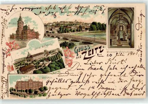 Zeitz 1901 Postamt Schloss Moritzburg Brücke Stadtschule