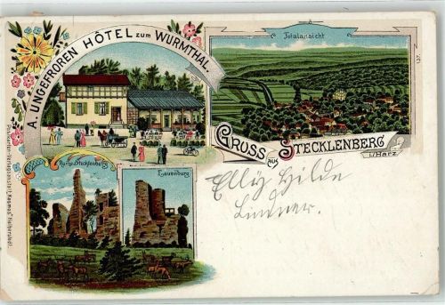 Stecklenberg 1910 Hotel zum Wurmthal Ruine Stecklenburg Lauenburg