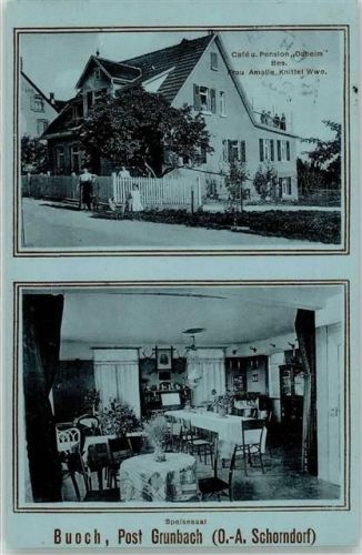 73630 W7064 Grunbach , Rems 1911 Werbe AK Cafe Pension Amalie Knittel Speisesaal Frohes Neujahr