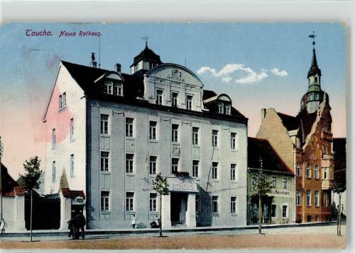 04425 O7127 Taucha b Leipzig - neues Rathaus Mützenhandlung
