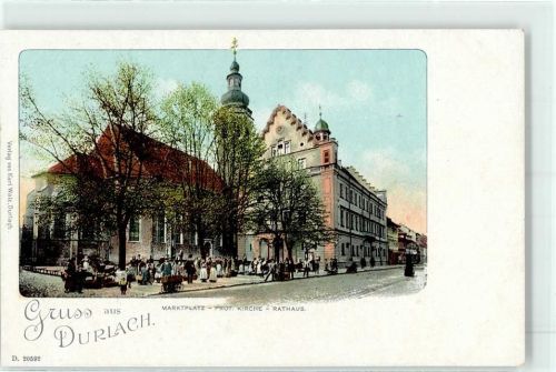 76131 W7500 Durlach - Marktplatz prot.Kirche Rathaus