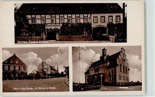 Gröditz Gasthaus Kurt Richter Schule Kirche Rathaus