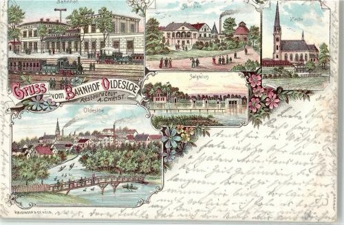 Bad Oldesloe 1898 Bahnhof Soolbad Kirche Salzteich Restaurateur A. Christ