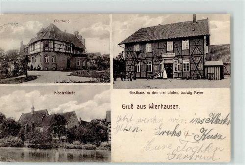 29342 W3101 Wienhausen 1911 - Klosterkirche Pfarrhaus Gasthaus Zu den drei Linden Ludwig Mayer Fahrrad